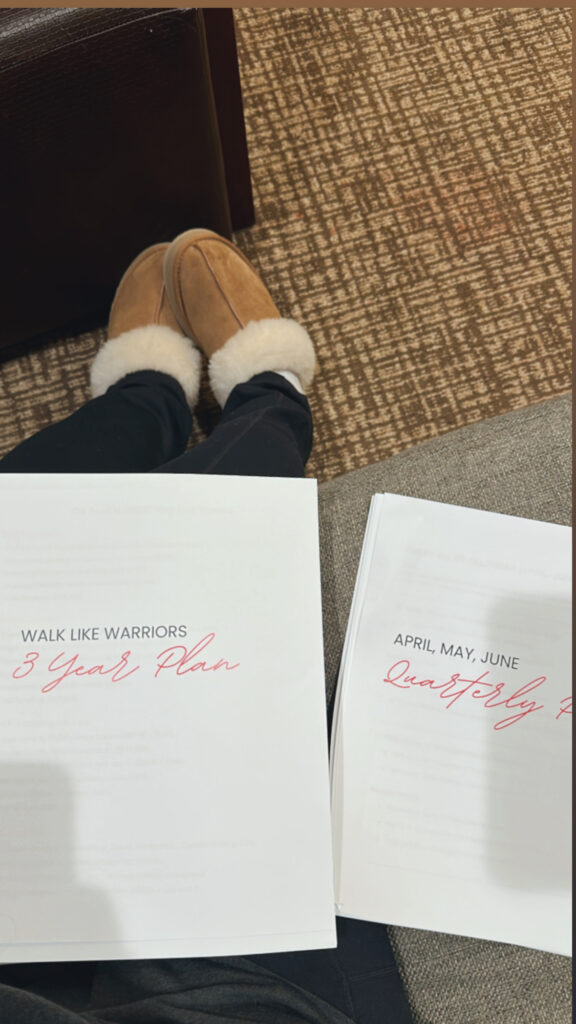 Picture of printed pages for a small business owner quarterly planning retreat.